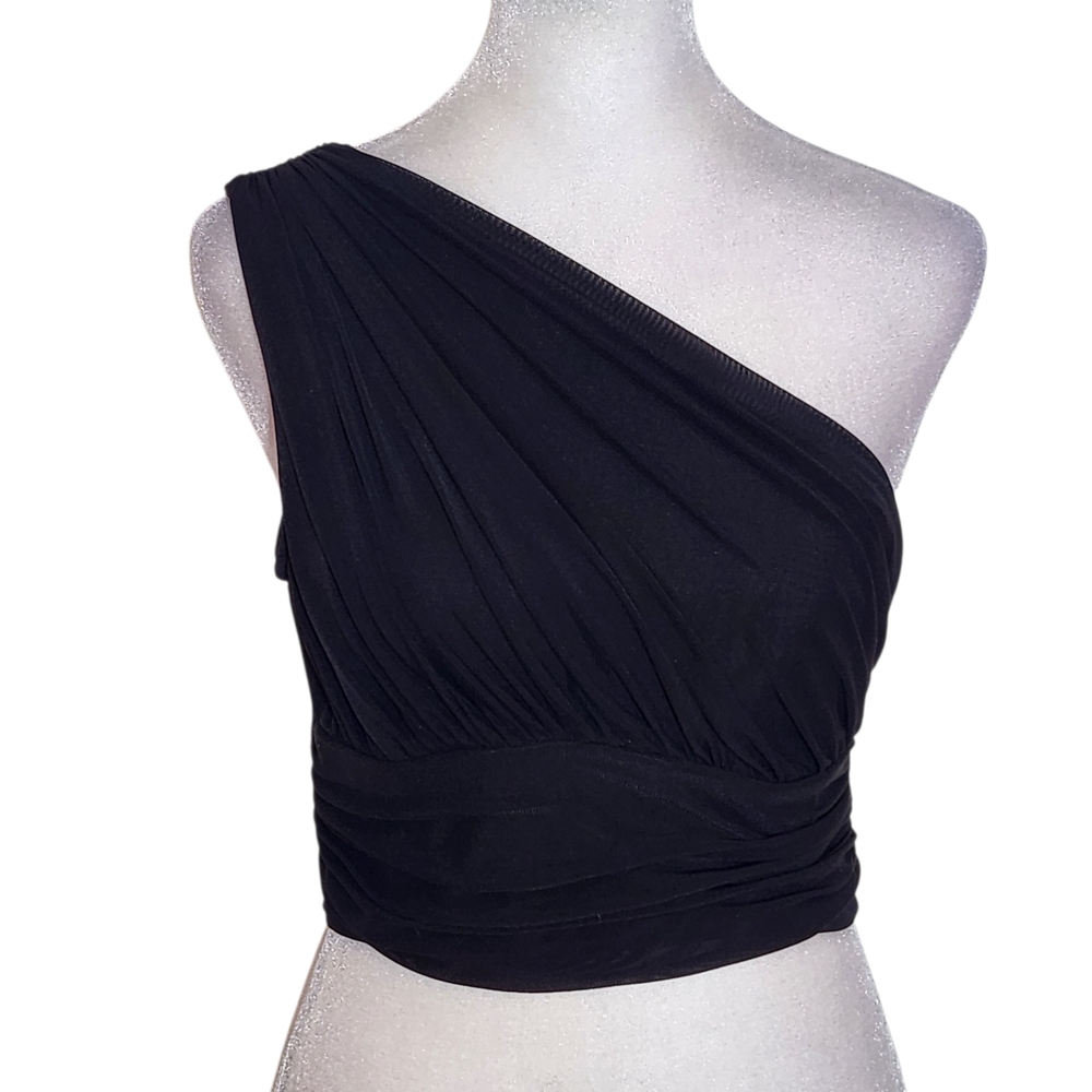 SHEIN Black One Shoulder Cropped Top Size Medium NWT